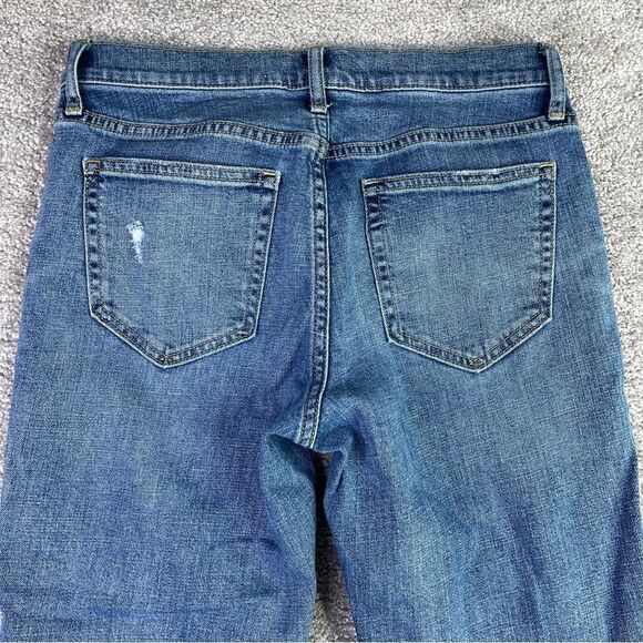Gap Best Girlfriend Jeans Women's 26 Blue Slim Straight Mid-Rise Distressed - Picture 4 of 11